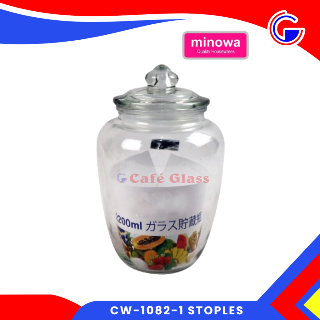 Toples Kaca Minowa - Stoples Kaca Tebal Dengan Tutup - Cw-1082 - Toples Gentong Manisan