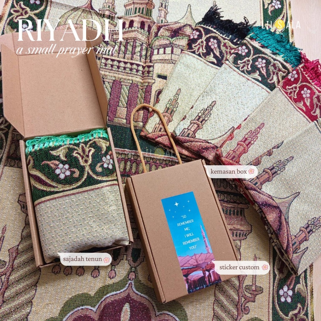 LILSALA Paket Sajadah Turki Riyadh Dewasa Chenille Tenun Hampers Lebaran & Idul Fitri Souvenir Umrah
