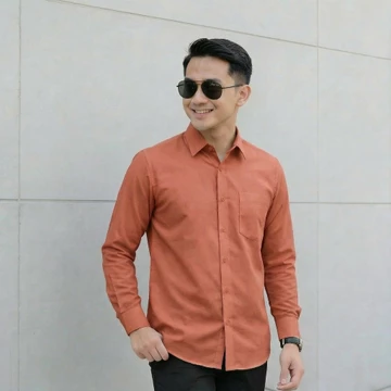 Twin Salamangka Kemeja Polos Pria Lengan Panjang Premium