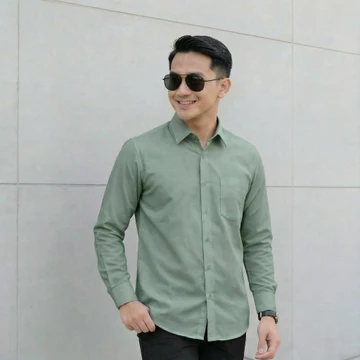 Twin Salamangka Kemeja Polos Pria Lengan Panjang Premium