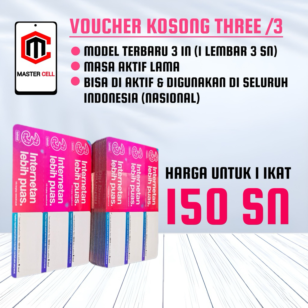 1 Ikat Voucher Kosong Three Voucher Kosong 3