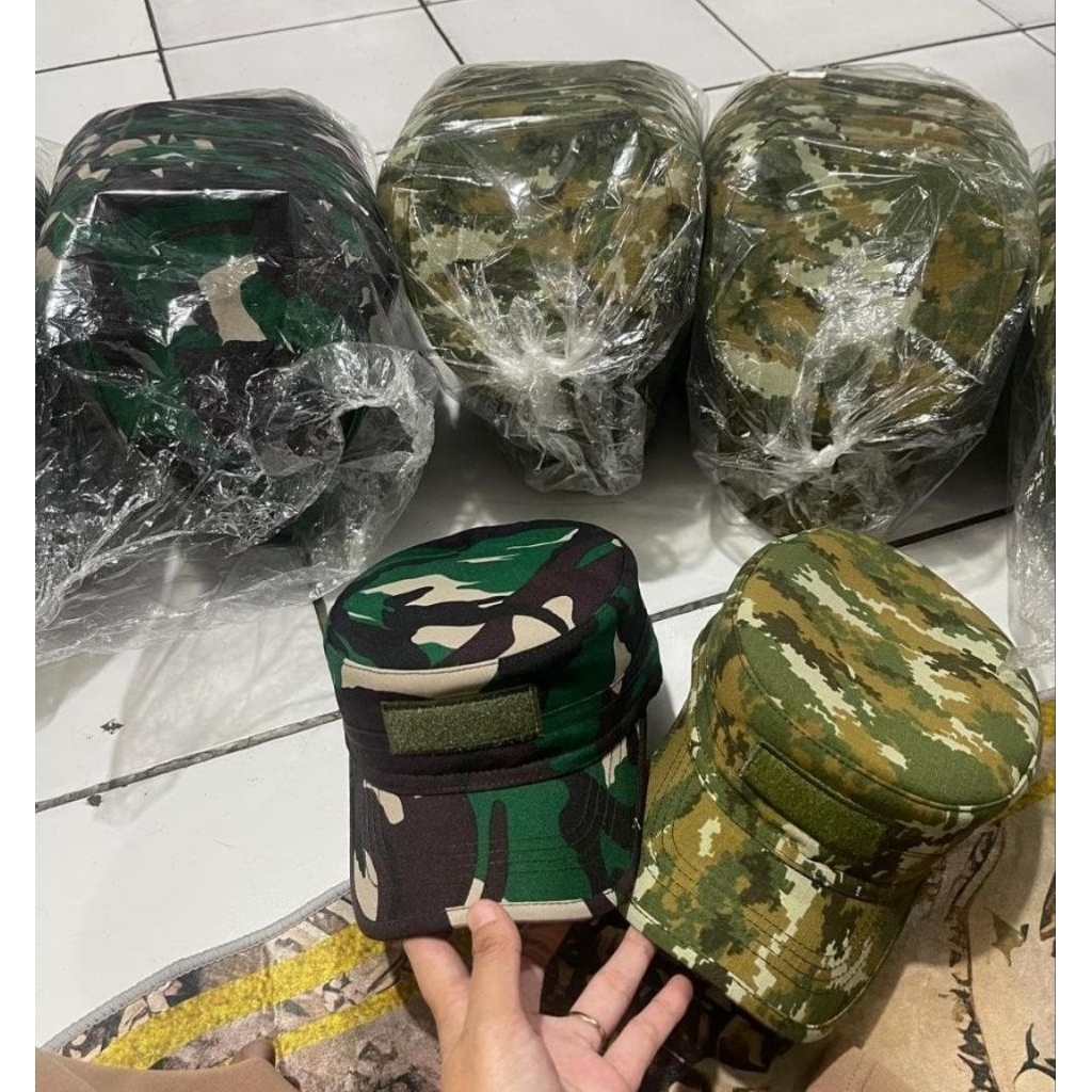 Jual topi pet pamen PDL TNI loreng terbaru loreng sage green dan loreng ...