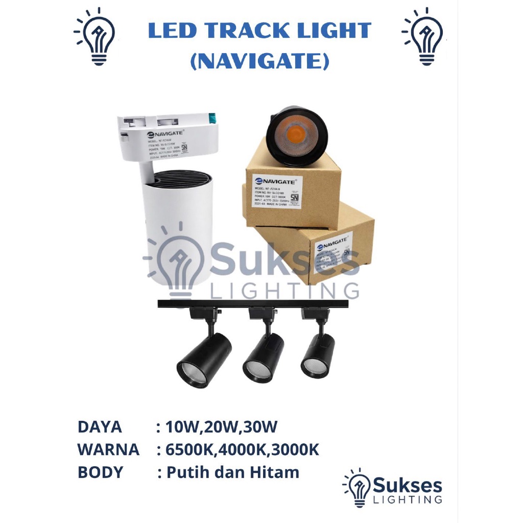 Jual LAMPU SOROT TRACK LIGHT SPOTLIGHT NAVIGATE 10W/20W/30W | Shopee ...