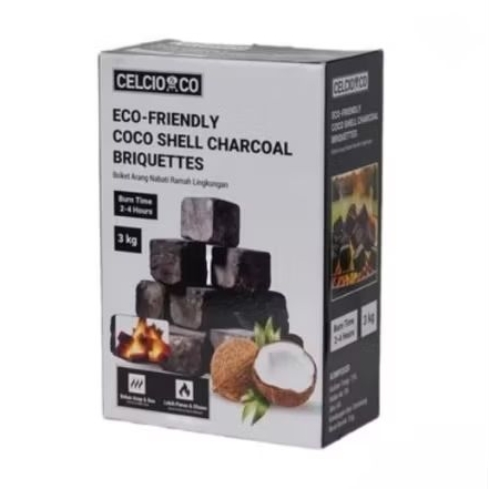 Jual Celcio & Co Eco Friendly Coco Shell Charcoal Briquettes 3 kg Arang ...