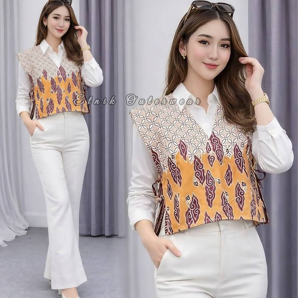 Jual Rompi Batik Wanita Modern Rompi Vest Batik Kekinian Vest Batik ...