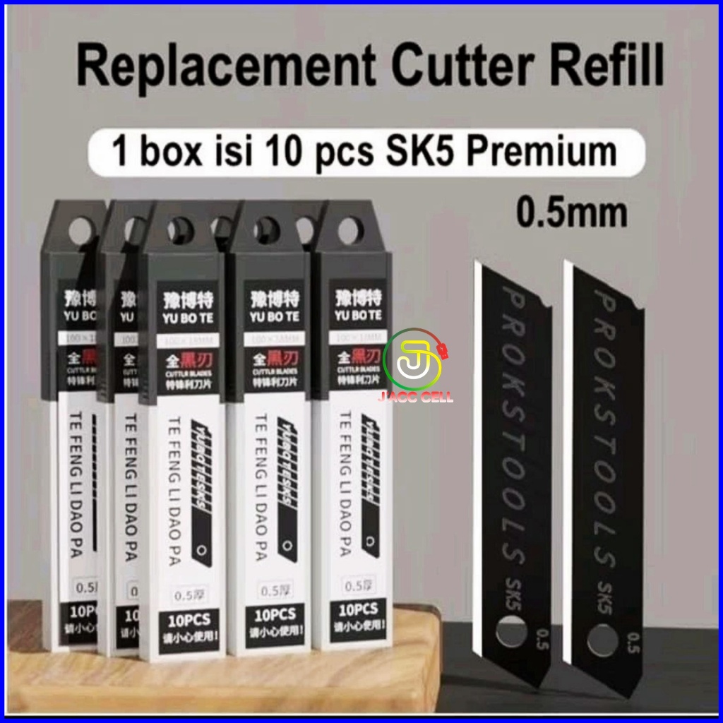 Jual Isi Ulang Cutter Hitam Besar 18mm SK5 Refill Cutter 18mm Tajam ...