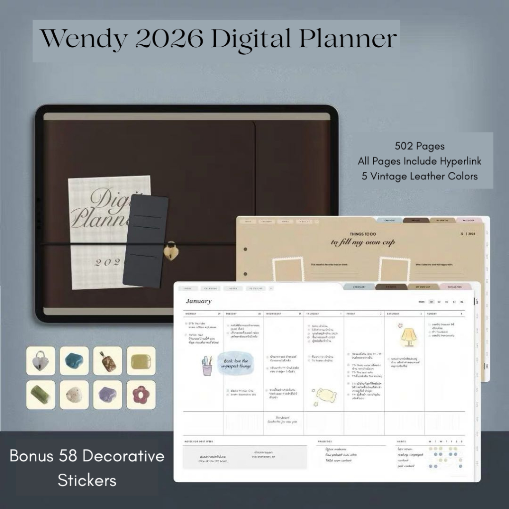 Jual Digital Planner 2026 Simple Style for IOS Android --- Wendy ...