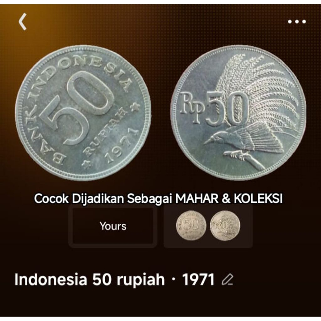 Jual Koin Rp 50 Rupiah Burung Cendrawasih Tahun 1971 Mahar Koleksi Uang ...