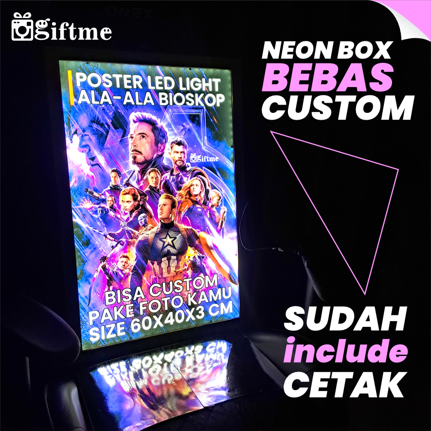 Jual GIFTME Neon Box Indoor - LED Light Box - Custom Neon Box Bahan ...
