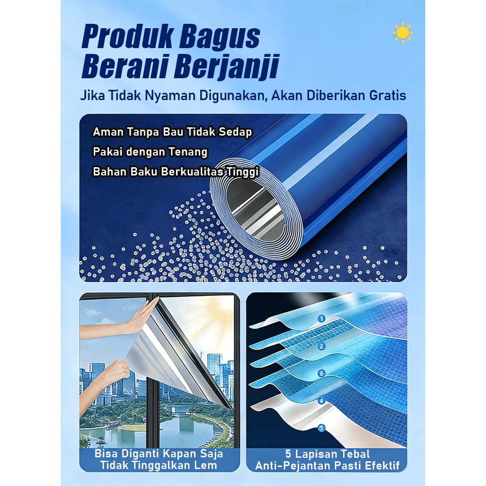 Jual [Blokir 99% Sinar UV]tiker Kaca Film One Way Anti Panas & Privasi ...