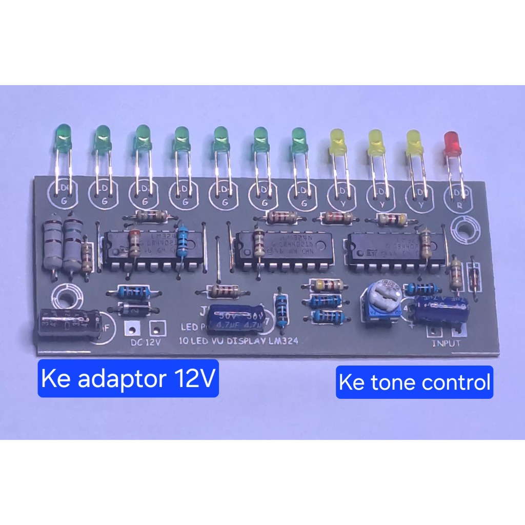 Jual MODUL KIT 11 LED VU DISPLAY LM324 DENGAN LED POWER DC12V | Shopee ...