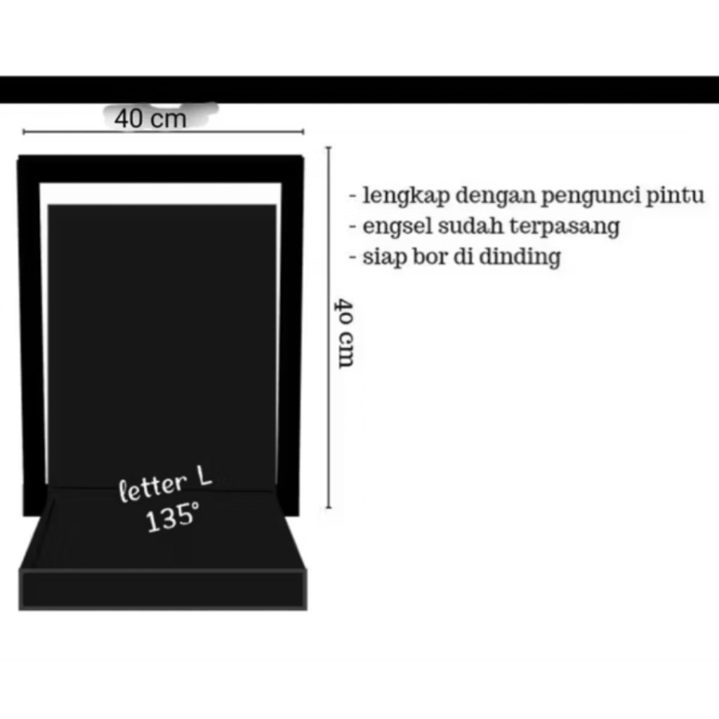 frame + pintu box paket drop box 40x40 warna HITAM