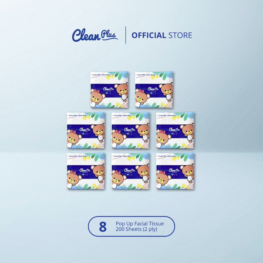 Jual Clean Plus Pop Up Tissue Bundle - [8 Pack] 200'S Facial Tissue ...