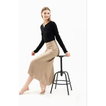 FUJI SATIN Midi Skirt Rok Kerja Kuliah Wanita Rok Wanita Style Forlmal Casual Rok Satin Silk