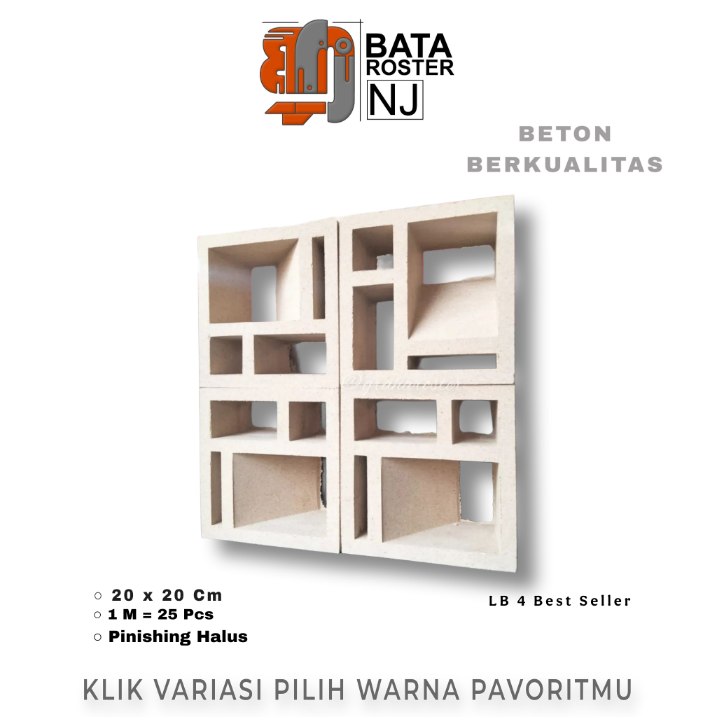 Jual BATA ROSTER NJ - Roster Beton Minimalis - Model Lubang, Uk 20 x 20 ...