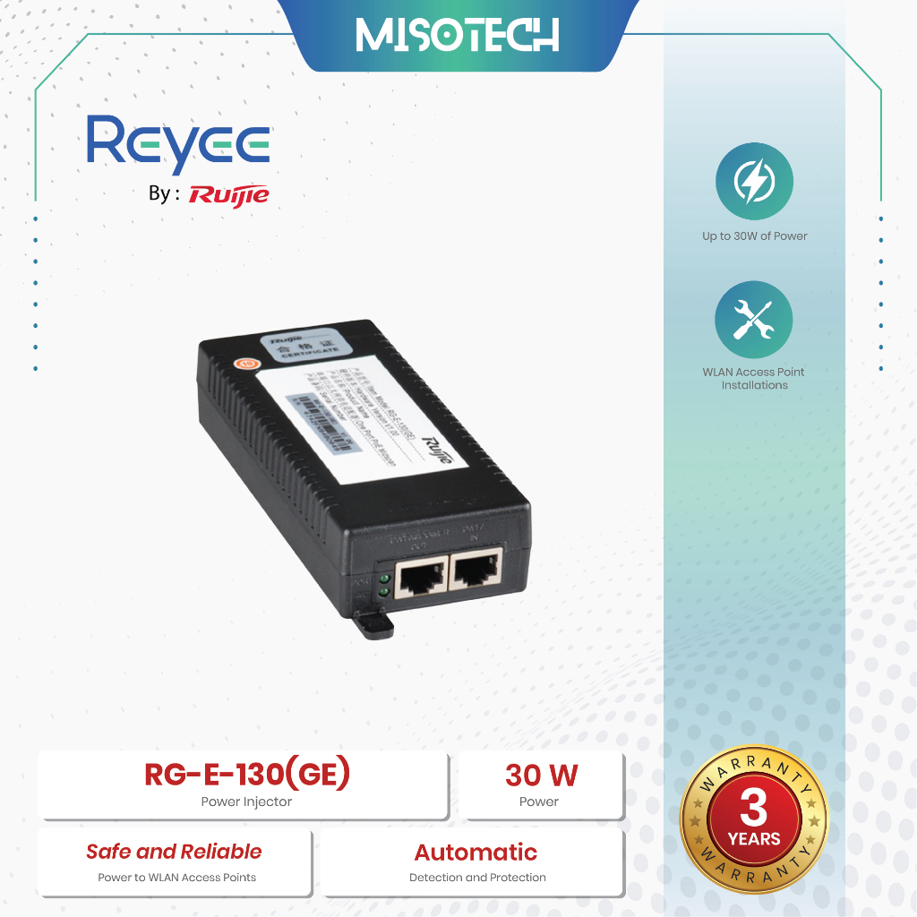 Jual Ruijie Reyee RG-E-130(GE) Power Injector 1 Port Gigabit PoE ...