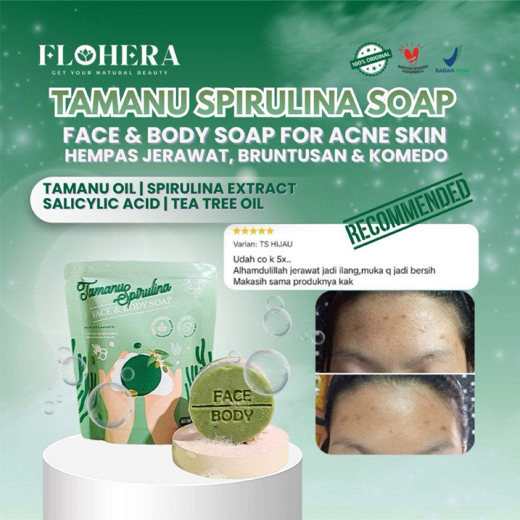 Tamanu Spirulina Face and Body Soap Sabun Jerawat Bruntusan