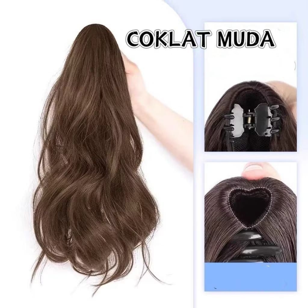 Jual {DS} Rambut Palsu Jepit Panjang 35cm Model Gelombang / Rambut ...