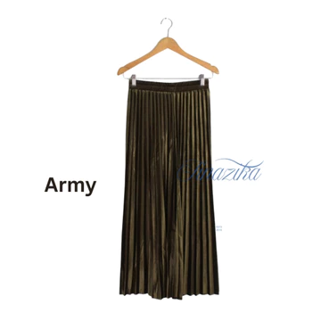 Rok Plisket Bludru Velvet Panjang Premium Hemming Laser