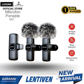 LUXIAN LENTIVEN Wireless Mikrofon Dengan Clip On Wireless Microphone Mikrofon Portable