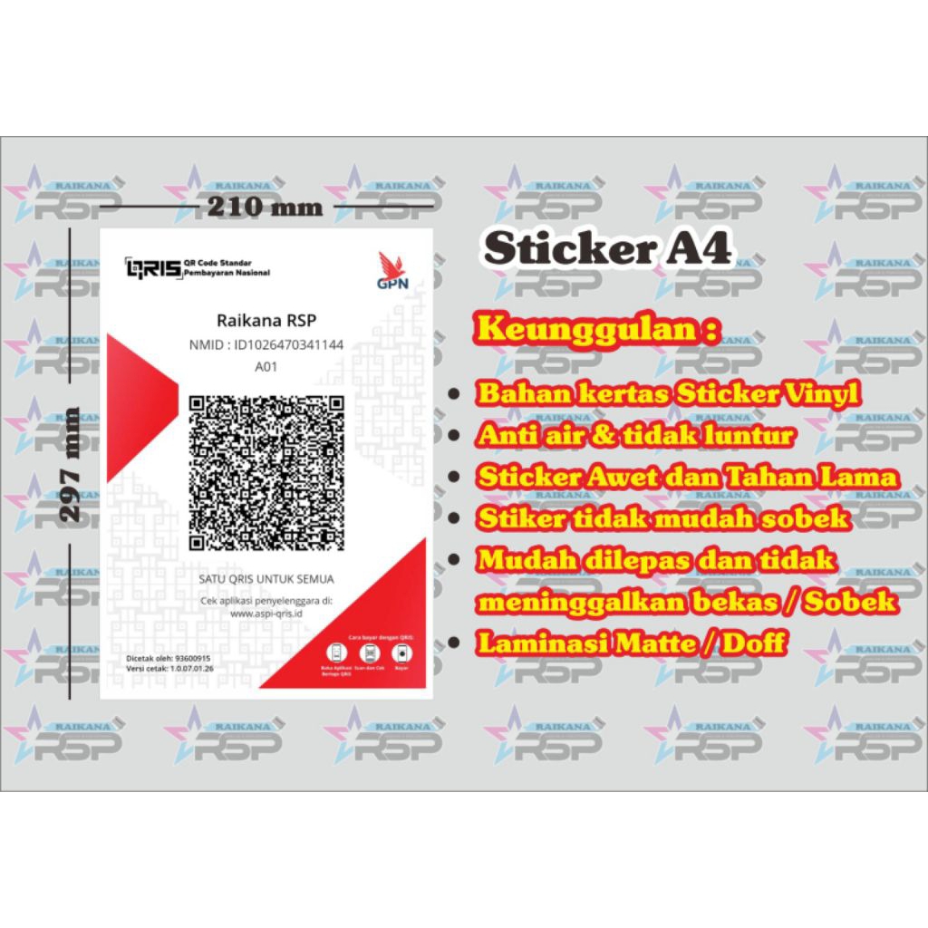 Jual STICKER CUSTOM BARCODE QRIS PEMBAYARAN bahan Vynil anti air ...