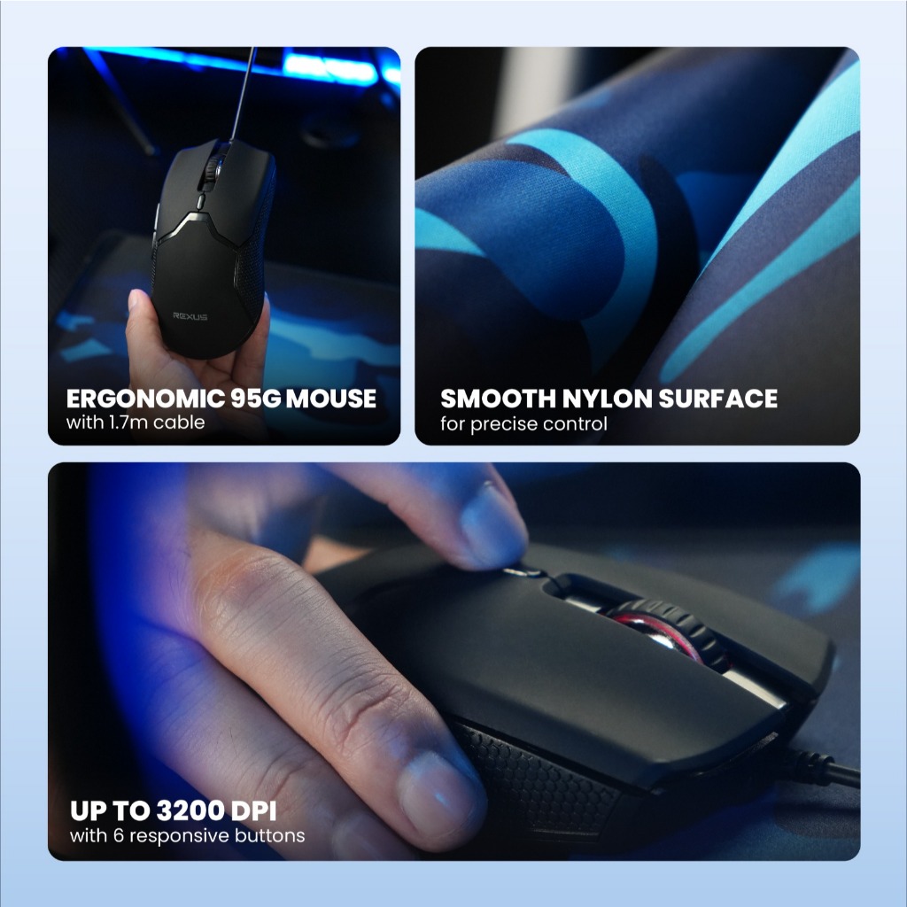 Rexus Warfaction VR1 Keyboard Mouse Gaming Combo - Free Gaming Mousepad (2)