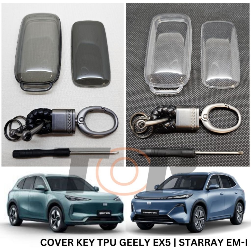 Custodia TPU Per Chiave Auto Geely EX5 Starray EM-i 2025/2026, Con Portachiavi, Beige, Resistente A Urti E Polvere, Regalo Auto