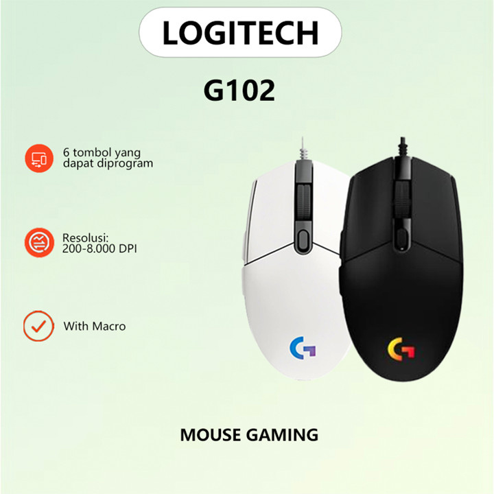 Logitech G102 Wired Mouse Gaming Equipped With HERO Sensor LIGHTSYNC RGB Lightin