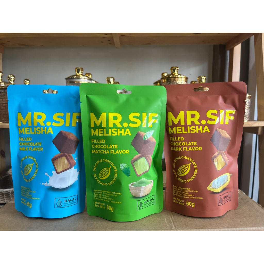 Jual MR.SIF MELISHA FILLED CHOCOLATE MILK, MATCHA dan DARK 60gr ...