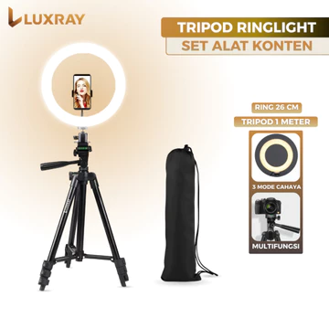 Paket Tripod 2 Meter Ring Light 26Cm Ring Light Tripod Konten Kreator MUA Live Vlog 3 Warna