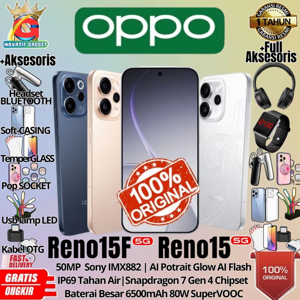 Jual HP BARU OPPO RENO 15 5G | RENO 15F 5G 12/256GB & 8/256GB & 8/128GB ...