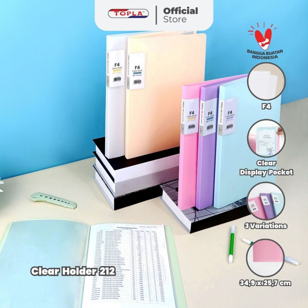 Jual Topla Clear holder 212 map dokumen file folder kantoran ukuran F4 ...