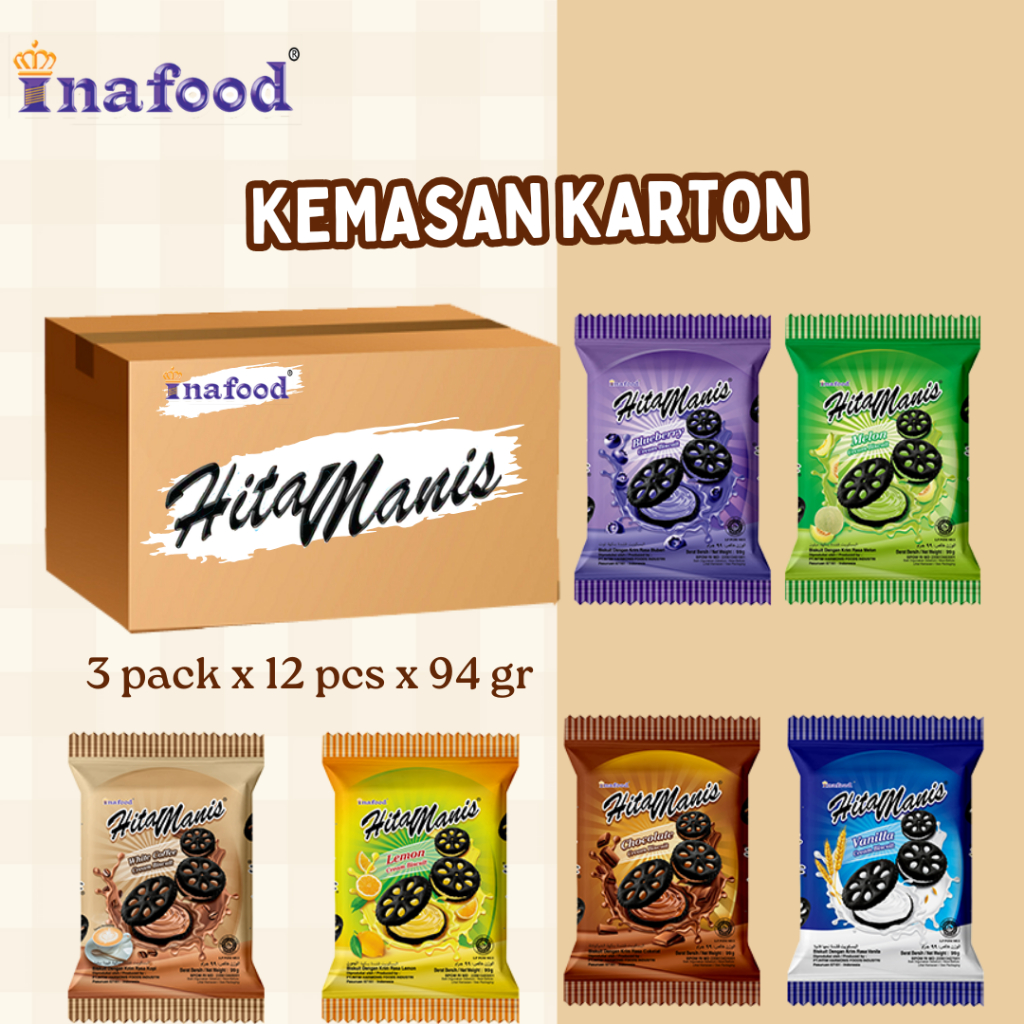 Jual Inafood Hitam Manis Cream Biskuit 1 dus isi 36 pcs- 94 gr | Shopee ...