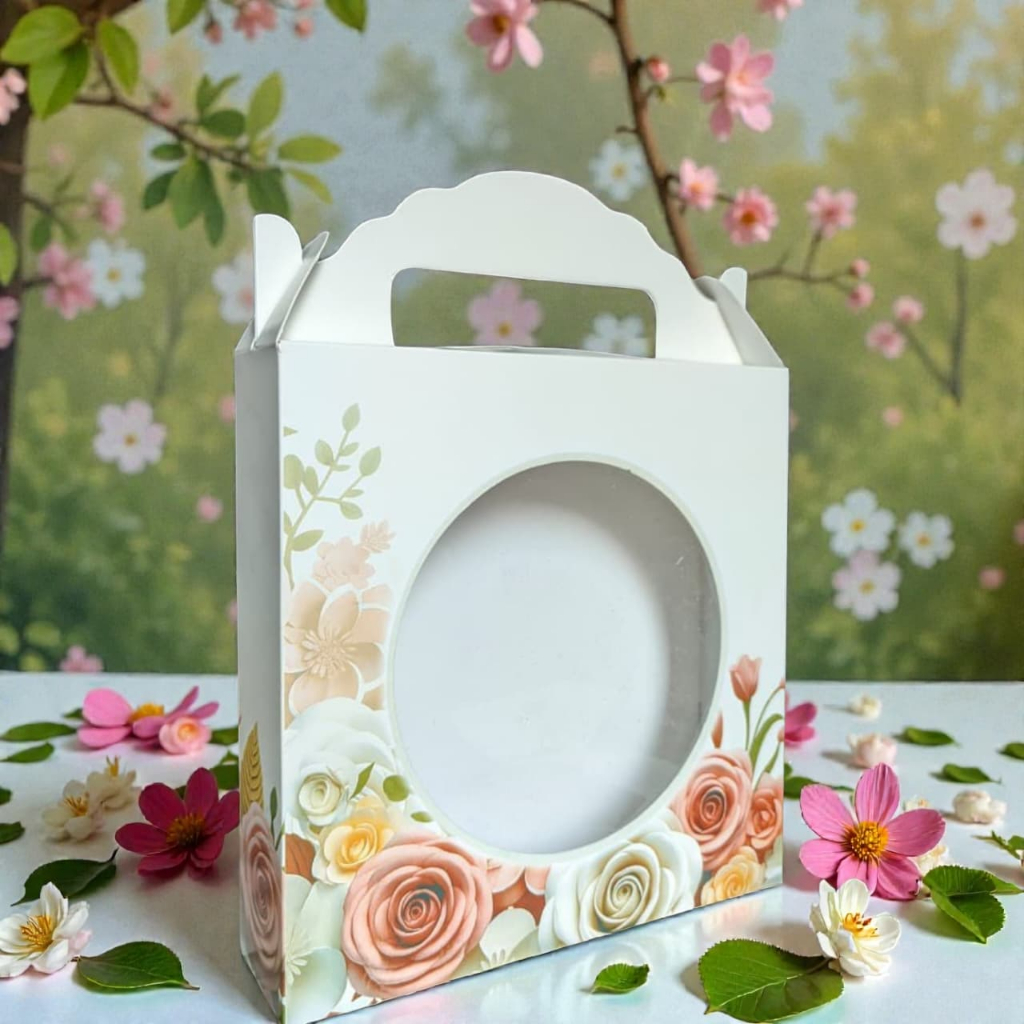 Jual BOX PIRING 21x5x21 IVORY 300GSM PEACH FLORAL | Shopee Indonesia