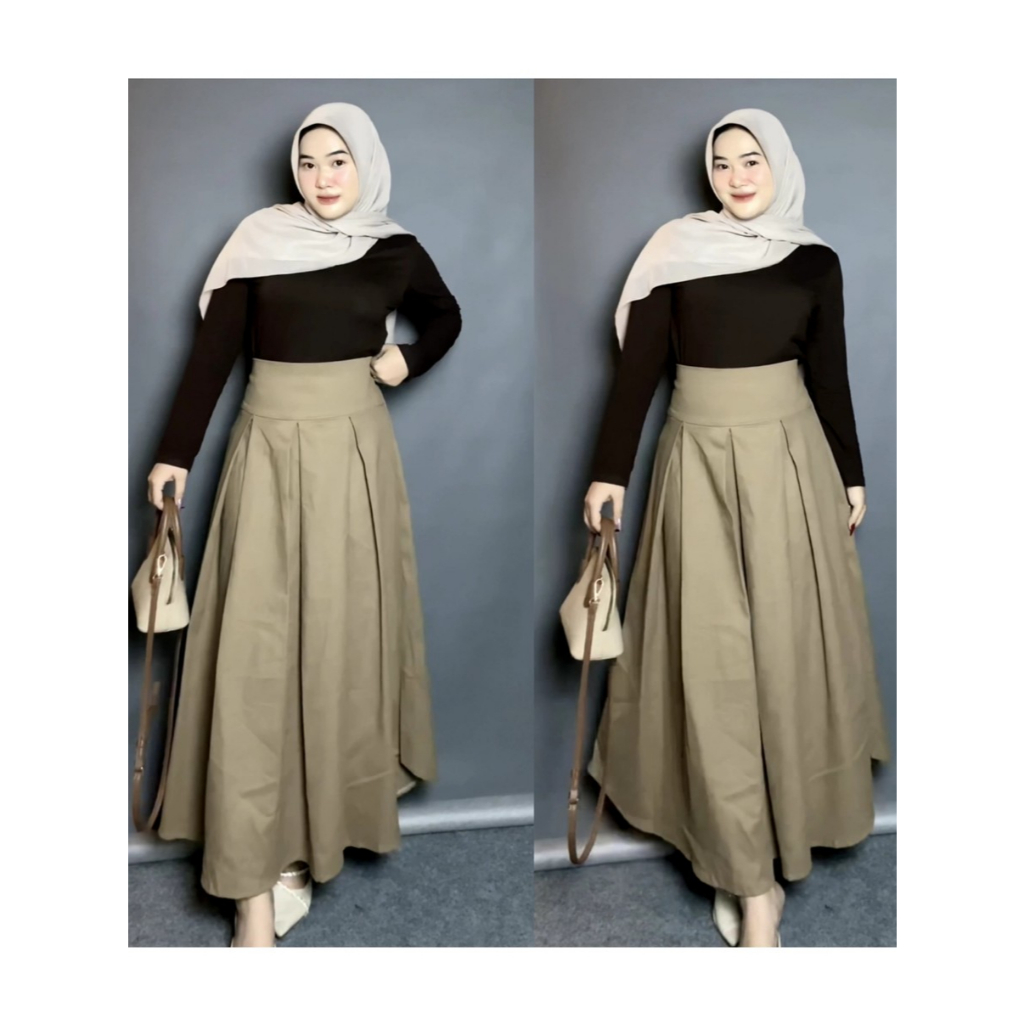Jual Khalwa Fashion Rok Rempel panjang wanita kerja kantor-formal-flare ...
