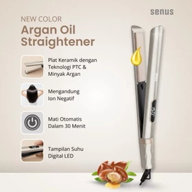 GOLD Senus Hair Straightener Catokan Pelurus Rambut Ceramic Plate Dengan Minyak Argan