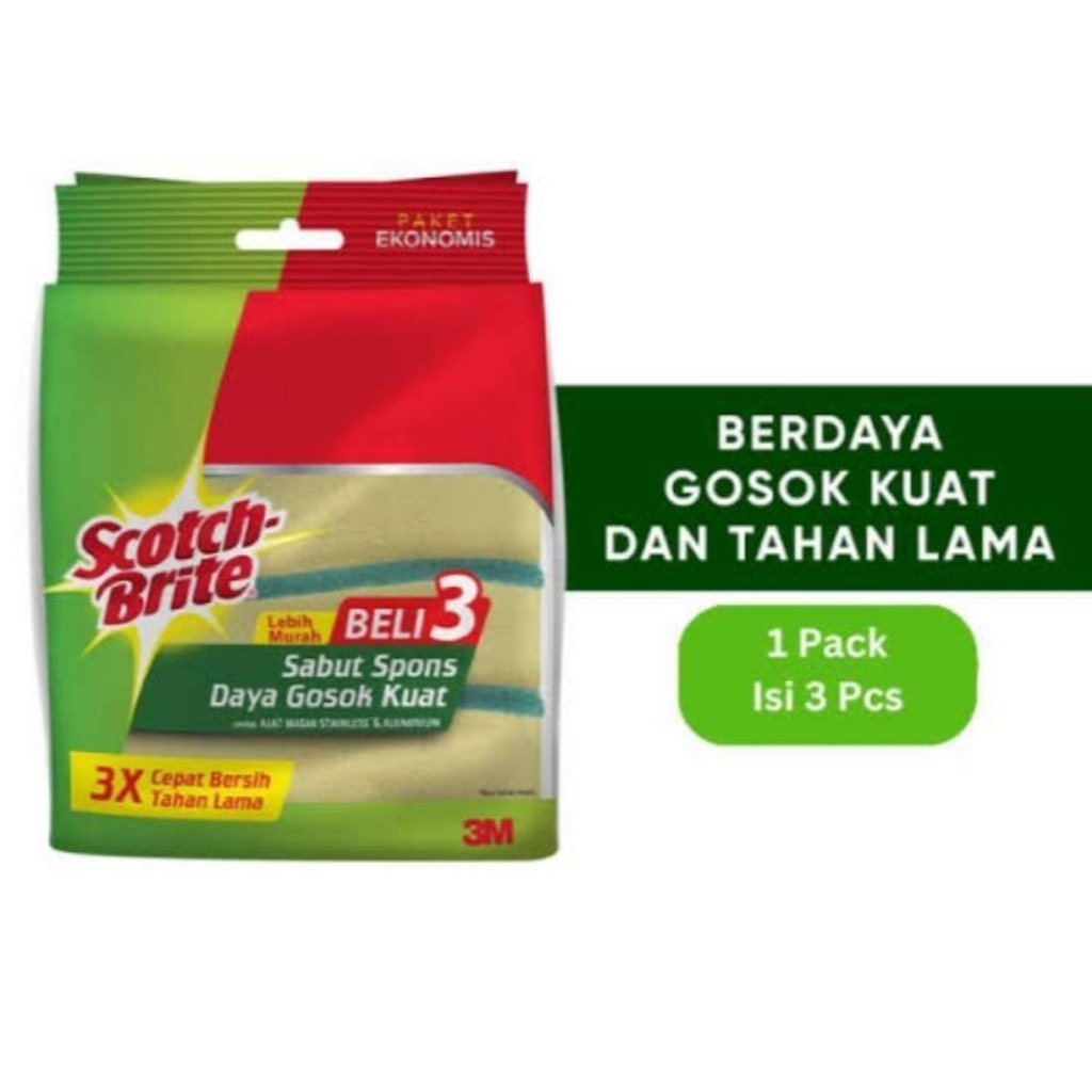 Jual 3m Scotch brite clean sabut spons 1 pak isi 3 pcs | Shopee Indonesia
