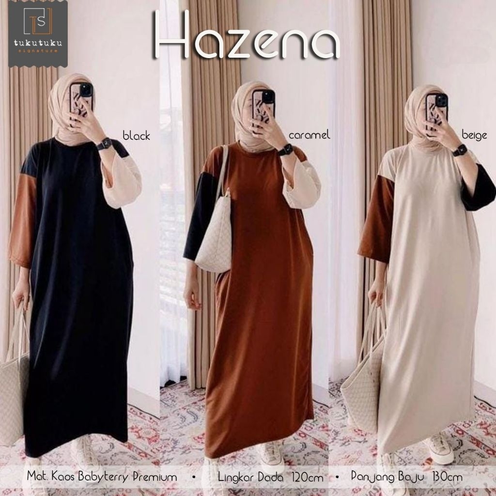 Gamis Hazena kaos wanita jumbo fit to XXL mewah kekinian