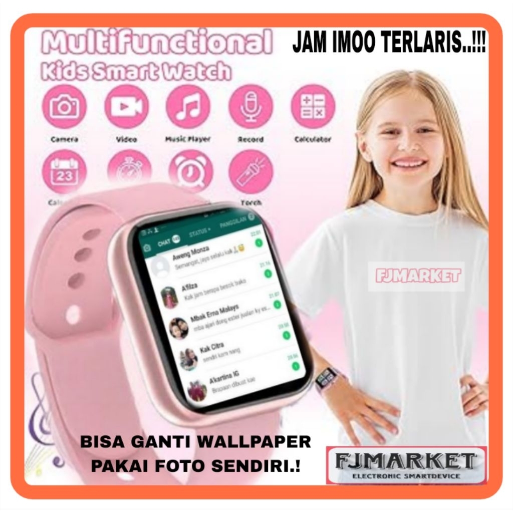 Jual JAM TANGAN ANAK SMARTWATCH IMOO 4G BISA WA Y68 D20 T500 ANTI AIR ...