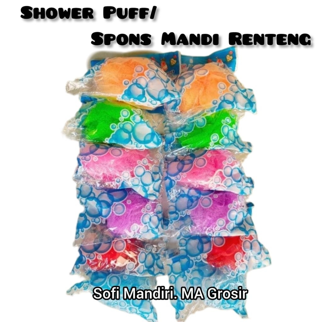 Jual Shower puff Shower Mandi 1 Renteng isi 12 pcs | Shopee Indonesia