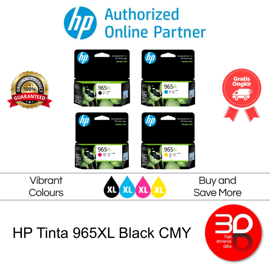 HP Tinta Printer 965XL Black Cyan Magenta Yellow Original [3JA84AA 3JA81AA 3JA82AA 3JA83AA]
