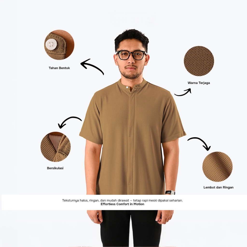 Jual BROODIS Rahzee Koko Pria Modern lengan pendek Kerah Shanghai Anti ...