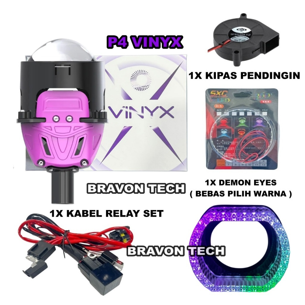 Jual Paket Lengkap Biled Vinyx P4 2,5 inch 65 Watt 2.5 Inch Purple LENS ...
