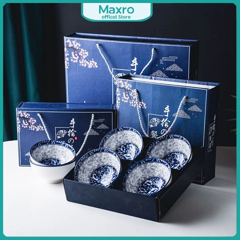 Maxro - Hampers Mangkok Gift Set | Mangkok Keramik Set | Mangkuk Keramik Cantik Set | Hampers Mangkok Set Japanese