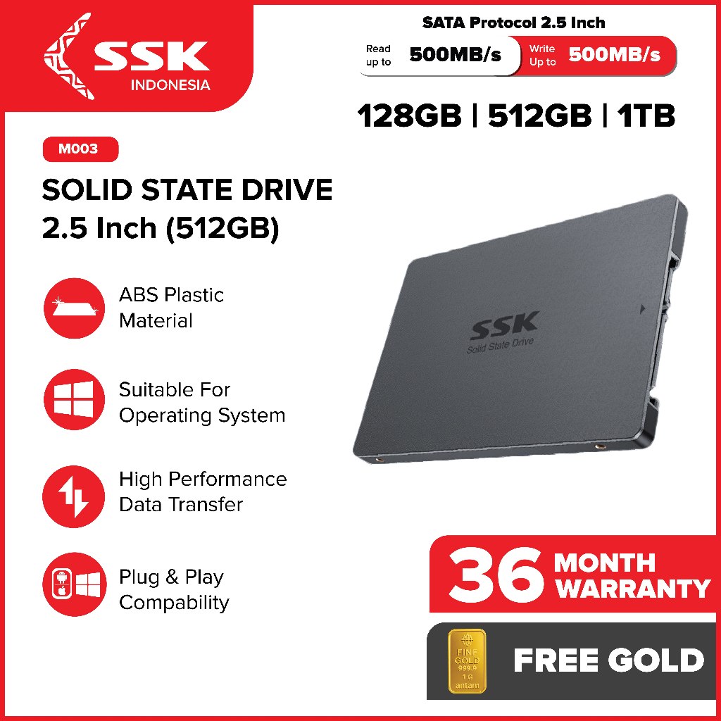 Jual SSK M003 SSD SATA III 2.5 Inch 128GB 512GB 1TB Internal SSD High ...