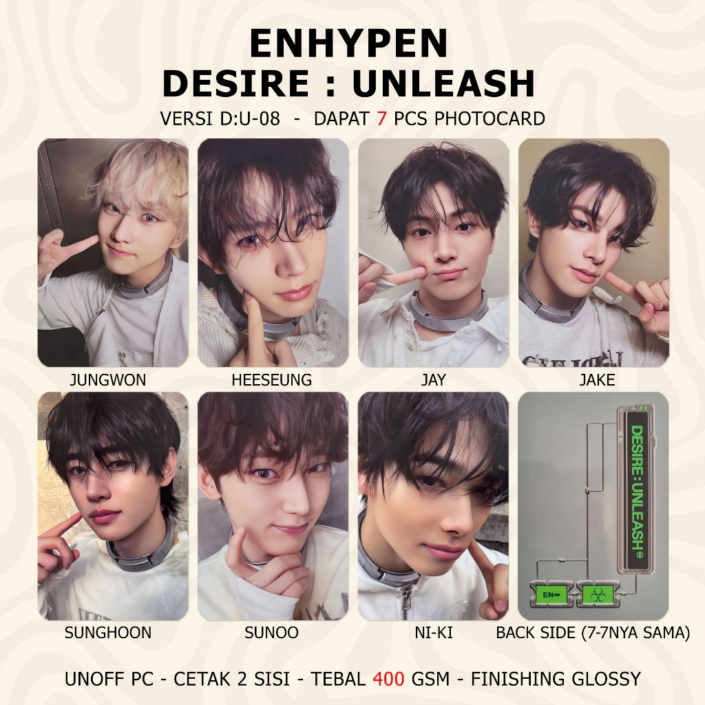 Jual (DAPAT 7 PCS) Photocard ENHYPEN DESIRE UNLEASH Unofficial PC