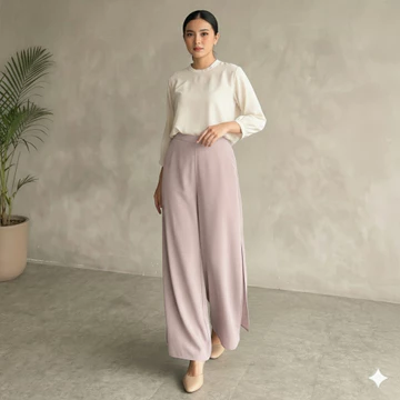 DEMA JEHA Kulot Wanita High Waist Flowy Ceruty Babydoll Premium Standar Jumbo Celana Panjang
