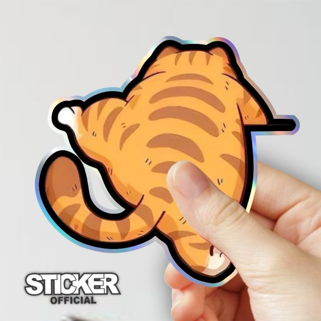 Jual kucing lucu, kucing oren, garfil, stiker hologram combisai full ...