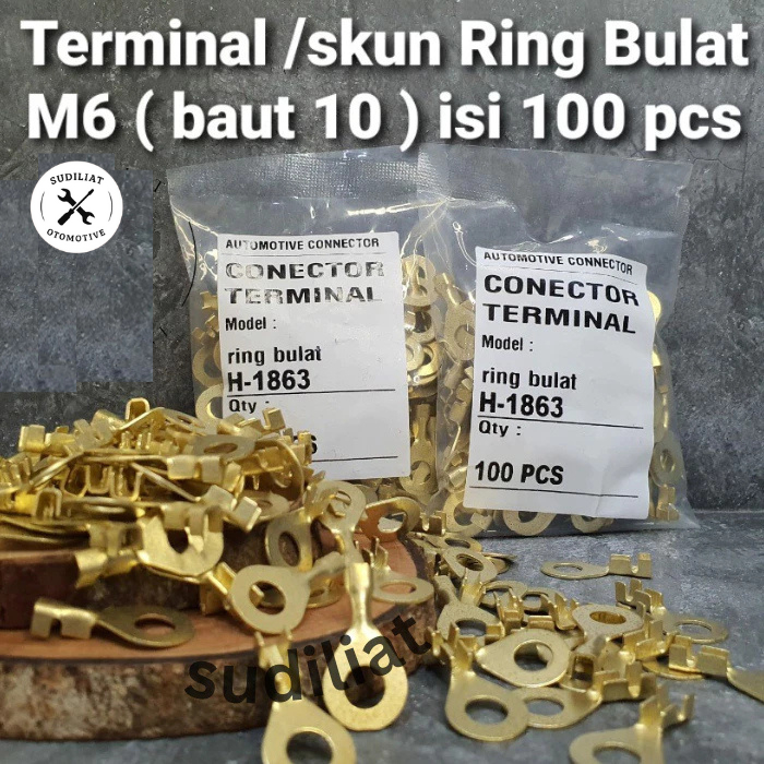 Jual TERMINAL SKUN MASSA BULAT M6 - BAUT 10 isi 100 PCS | Shopee Indonesia