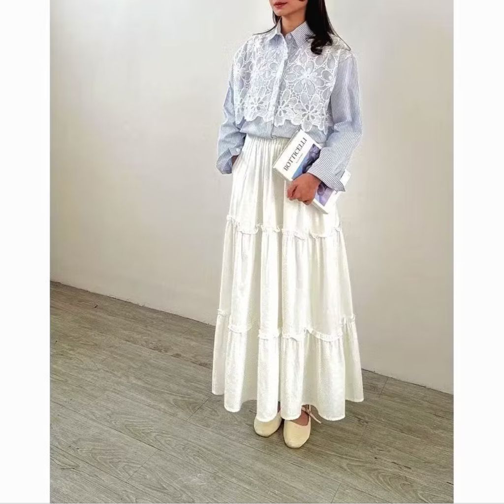 Jual Rok Messy Ruflle Rayon Twill Susun Tiga/Rok Virral | Shopee Indonesia